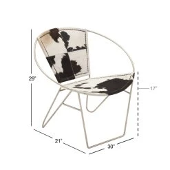 Best Pirce 💯 Set of 2 Black Goat Leather and Iron Contemporary Accent Chair, 29" x 30" x 25" by Ivory and Iris 💯 -Cheap Ivory and Iris Store D494555S 5