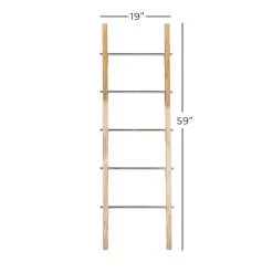 Best Pirce 🔥 59" Brown Stainless Steel Contemporary Ladder by Ivory and Iris ⌛ -Cheap Ivory and Iris Store D494638S 7
