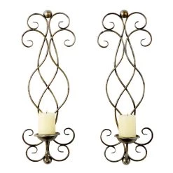 Budget π Set of 2 Bronze Metal Traditional Wall Sconce, 25" x 8" by Ivory and Iris β