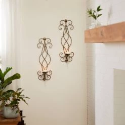 Budget 👍 Set of 2 Bronze Metal Traditional Wall Sconce, 25" x 8" by Ivory and Iris ⭐ -Cheap Ivory and Iris Store D495482S 10
