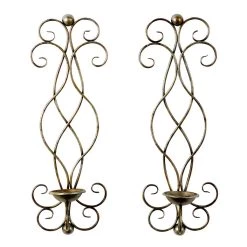 Budget 👍 Set of 2 Bronze Metal Traditional Wall Sconce, 25" x 8" by Ivory and Iris ⭐ -Cheap Ivory and Iris Store D495482S 3