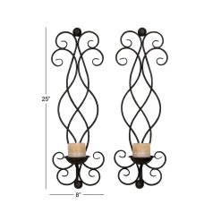 Budget 👍 Set of 2 Bronze Metal Traditional Wall Sconce, 25" x 8" by Ivory and Iris ⭐ -Cheap Ivory and Iris Store D495482S 9