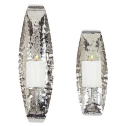 Best deal 🤩 Set of 2 Silver Stainless Steel Contemporary Wall Sconce, 13.5", 18.5" by Ivory and Iris ❤️