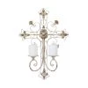 Outlet 🥰 White Iron French Country Wall Sconce, 24" x 17" x 5" by Ivory and Iris 🤩