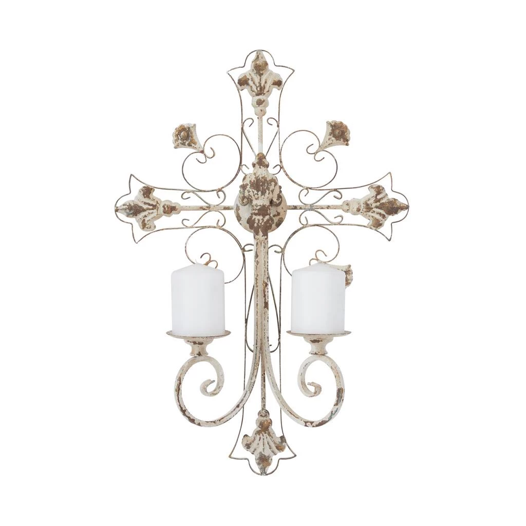 Outlet 🥰 White Iron French Country Wall Sconce, 24" x 17" x 5" by Ivory and Iris 🤩 1 Outlet 🥰 White Iron French Country Wall Sconce, 24" x 17" x 5" by Ivory and Iris 🤩