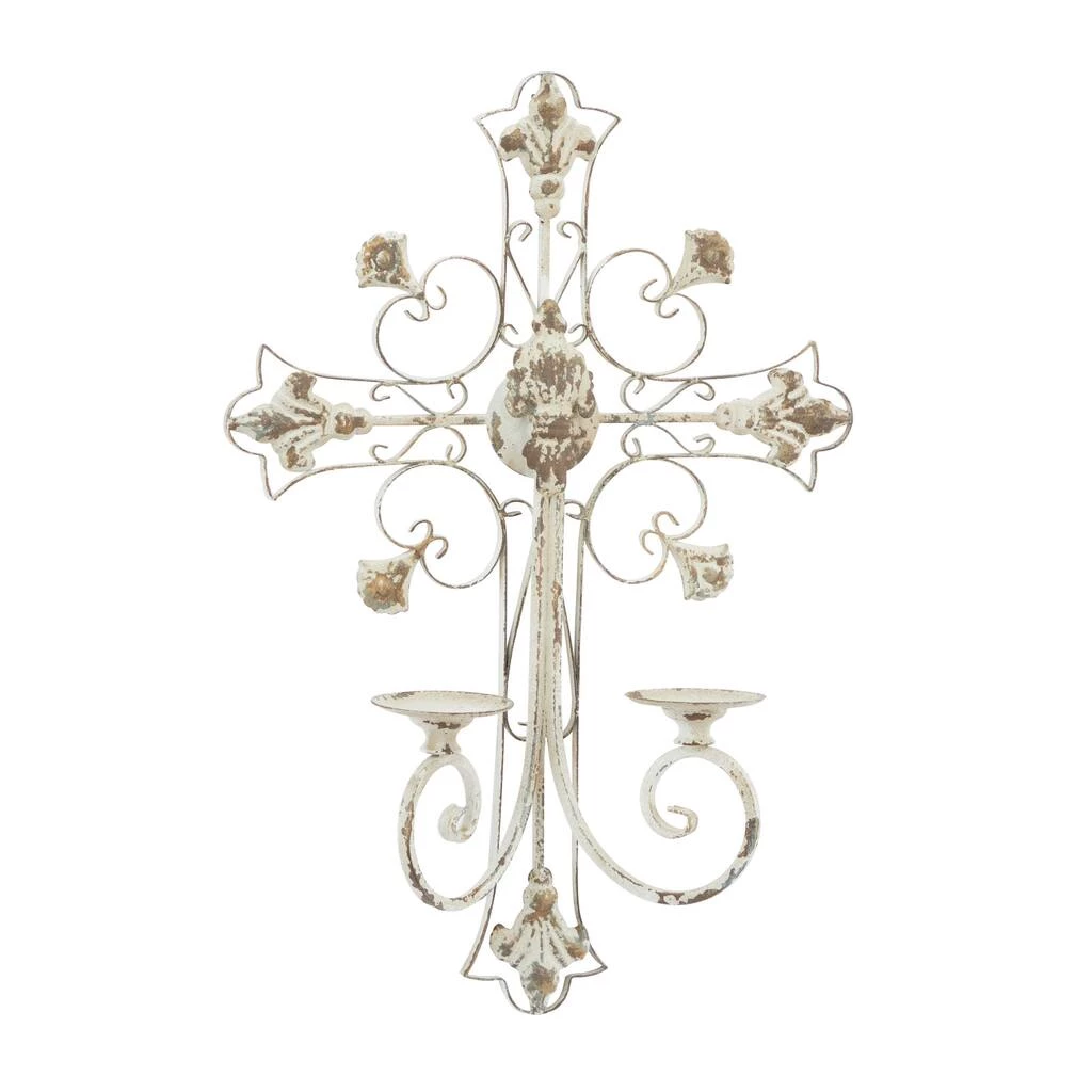 Outlet 🥰 White Iron French Country Wall Sconce, 24" x 17" x 5" by Ivory and Iris 🤩 2 Outlet 🥰 White Iron French Country Wall Sconce, 24" x 17" x 5" by Ivory and Iris 🤩 - Image 2