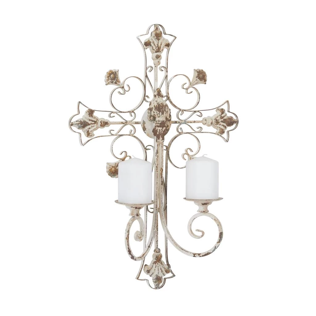 Outlet 🥰 White Iron French Country Wall Sconce, 24" x 17" x 5" by Ivory and Iris 🤩 3 Outlet 🥰 White Iron French Country Wall Sconce, 24" x 17" x 5" by Ivory and Iris 🤩 - Image 3