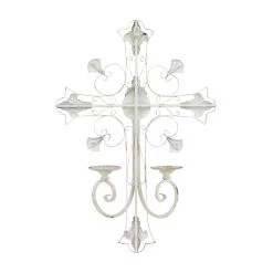 Outlet 🥰 White Iron French Country Wall Sconce, 24" x 17" x 5" by Ivory and Iris 🤩 13 Outlet 🥰 White Iron French Country Wall Sconce, 24" x 17" x 5" by Ivory and Iris 🤩 -Cheap Ivory and Iris Store D495489S 6