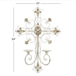 Outlet 🥰 White Iron French Country Wall Sconce, 24" x 17" x 5" by Ivory and Iris 🤩 14 Outlet 🥰 White Iron French Country Wall Sconce, 24" x 17" x 5" by Ivory and Iris 🤩 -Cheap Ivory and Iris Store D495489S 7
