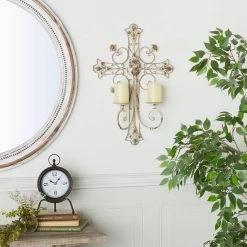 Outlet 🥰 White Iron French Country Wall Sconce, 24" x 17" x 5" by Ivory and Iris 🤩 15 Outlet 🥰 White Iron French Country Wall Sconce, 24" x 17" x 5" by Ivory and Iris 🤩 -Cheap Ivory and Iris Store D495489S 8