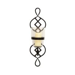Best deal 🔔 Black Iron Traditional Candle Wall Sconce, 27" x 7" x 7" by Ivory and Iris 🎁