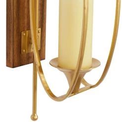 Buy 🤩 Glam Gold Metal and Wood Wall Sconce, 24" x 6" x 8" by Ivory and Iris 🌟 -Cheap Ivory and Iris Store D495495S 3