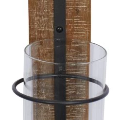 Budget 🌟 Farmhouse Brown Wood And Metal Wall Candle Holder, 24" x 14" x 6" by Ivory and Iris 🔥 -Cheap Ivory and Iris Store D495497S 5