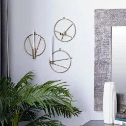 Buy ✨ Set of 3 Gold Stainless Steel Modern Wall Sconce, 8" x 8" by Ivory and Iris ❤️ -Cheap Ivory and Iris Store D495507S 8