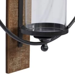 Best Pirce ⭐ Farmhouse Brown Wood And Metal Wall Candle Holder, 28" x 16" x 6" by Ivory and Iris 🥰 -Cheap Ivory and Iris Store D495511S 3