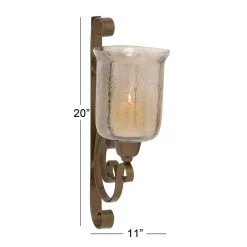 Buy 👏 Brown Iron Traditional Candle Wall Sconce, 20" x 11" x 7" by Ivory and Iris 👏 -Cheap Ivory and Iris Store D495512S 7