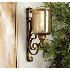 Buy 👏 Brown Iron Traditional Candle Wall Sconce, 20" x 11" x 7" by Ivory and Iris 👏 -Cheap Ivory and Iris Store D495512S 8