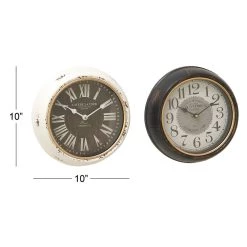 Best deal 👍 Set of 2 White Metal Vintage Wall Clock, 10" x 10" by Ivory and Iris 😍 -Cheap Ivory and Iris Store D495771S 6