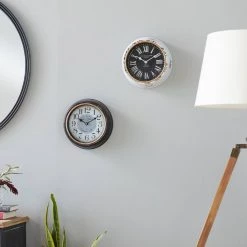 Best deal 👍 Set of 2 White Metal Vintage Wall Clock, 10" x 10" by Ivory and Iris 😍 -Cheap Ivory and Iris Store D495771S 7