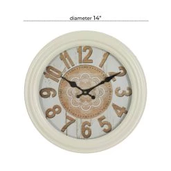 Promo ❤️ White Metal Farmhouse Wall Clock, 14" x 14" x 3" by Ivory and Iris 😉 -Cheap Ivory and Iris Store D495775S 6