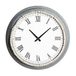 Coupon 🔔 White Metal Farmhouse Wall Clock, 23" x 23" x 3" by Ivory and Iris 💯
