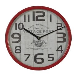 Coupon 💯 Red Farmhouse Metal Wall Clock, 14" x 14" by Ivory and Iris ❤️