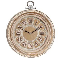 Cheapest 🌟 Beige Vintage Metal Wall Clock, 29" x 24" by Ivory and Iris ❤️
