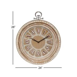 Cheapest 🌟 Beige Vintage Metal Wall Clock, 29" x 24" by Ivory and Iris ❤️ -Cheap Ivory and Iris Store D495800S 5