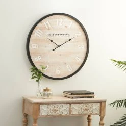 Coupon 👏 Brown Farmhouse Wood Wall Clock, 32" x 32" by Ivory and Iris 🌟 -Cheap Ivory and Iris Store D495802S 8