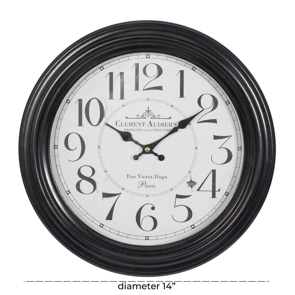 Best deal π Farmhouse Round Black Metal and Wood Clement Audierne Wall Clock, 14" x 14" x 2.40" by Ivory and Iris π 6 Best deal π Farmhouse Round Black Metal and Wood Clement Audierne Wall Clock, 14" x 14" x 2.40" by Ivory and Iris π - Image 6