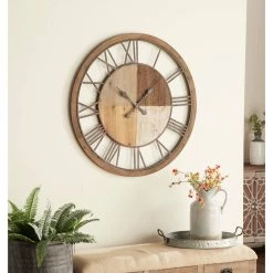 Wholesale ✔️ Brown Farmhouse Wood Wall Clock, 36" x 36" by Ivory and Iris 🎉 -Cheap Ivory and Iris Store D495808S 7