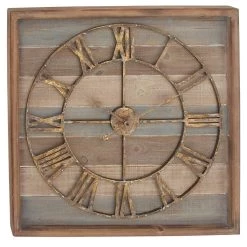 New 👏 Brown Contemporary Wood Wall Clock, 30" x 30" by Ivory and Iris 👏