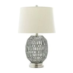 Best Pirce β€οΈ Grey Cotton Coastal Table Lamp, 25" x 15" x 15' by Ivory and Iris β€οΈ