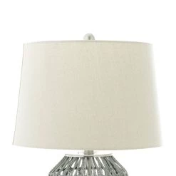 Best Pirce ❤️ Grey Cotton Coastal Table Lamp, 25" x 15" x 15' by Ivory and Iris ❤️ -Cheap Ivory and Iris Store D495991S 6