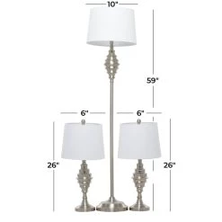 Promo 👏 Set of 3 Silver Iron Coastal Table Lamp, 59" x 10" x 10" by Ivory and Iris 👏 -Cheap Ivory and Iris Store D495994S 13