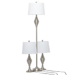 Promo 👏 Set of 3 Silver Iron Coastal Table Lamp, 59" x 10" x 10" by Ivory and Iris 👏 -Cheap Ivory and Iris Store D495994S 4