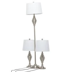 Promo 👏 Set of 3 Silver Iron Coastal Table Lamp, 59" x 10" x 10" by Ivory and Iris 👏 -Cheap Ivory and Iris Store D495994S 5