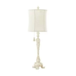 Deals 🔔 White Polystone Coastal Buffet Lamp 7" x 7" x 31" by Ivory and Iris 🧨