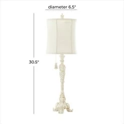 Deals 🔔 White Polystone Coastal Buffet Lamp 7" x 7" x 31" by Ivory and Iris 🧨 -Cheap Ivory and Iris Store D495996S 9