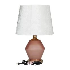 Best Pirce ⌛ Pink Polyester Glam Table Lamp, 20" x 13" x 13" by Ivory and Iris ✨ -Cheap Ivory and Iris Store D496004S 7