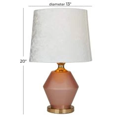 Best Pirce ⌛ Pink Polyester Glam Table Lamp, 20" x 13" x 13" by Ivory and Iris ✨ -Cheap Ivory and Iris Store D496004S 8