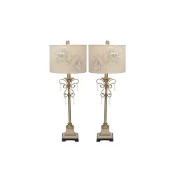 Top 10 🔥 Set of 2 Tan Metal Glam Buffet Lamp, 32" by Ivory and Iris 😀 -Cheap Ivory and Iris Store D496015S 12
