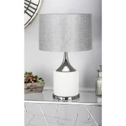 Cheap 🌟 Grey Metal Traditional Table Lamp, 24" x 15" x 15" by Ivory and Iris 💯 -Cheap Ivory and Iris Store D496019S 12