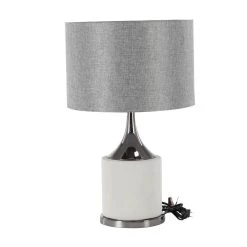Cheap 🌟 Grey Metal Traditional Table Lamp, 24" x 15" x 15" by Ivory and Iris 💯 -Cheap Ivory and Iris Store D496019S 3