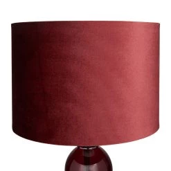 Coupon 🔔 Red Velvet Glam Table Lamp, 27" x 13" x 13" by Ivory and Iris 🤩 -Cheap Ivory and Iris Store D496020S 4