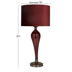 Coupon 🔔 Red Velvet Glam Table Lamp, 27" x 13" x 13" by Ivory and Iris 🤩 -Cheap Ivory and Iris Store D496020S 8