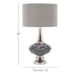 Hot Sale 💯 Silver Glass Traditional Table Lamp, 27" x 16" x 16" by Ivory and Iris 🤩 -Cheap Ivory and Iris Store D496021S 10