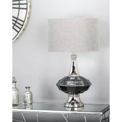 Hot Sale 💯 Silver Glass Traditional Table Lamp, 27" x 16" x 16" by Ivory and Iris 🤩 -Cheap Ivory and Iris Store D496021S 11