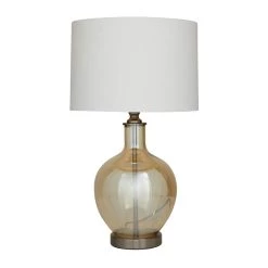 Discount ⌛ White Polyester Traditional Table Lamp, 27" x 17" x 17" by Ivory and Iris 🎉