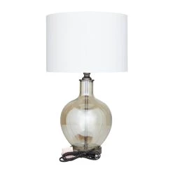 Discount ⌛ White Polyester Traditional Table Lamp, 27" x 17" x 17" by Ivory and Iris 🎉 -Cheap Ivory and Iris Store D496028S 7